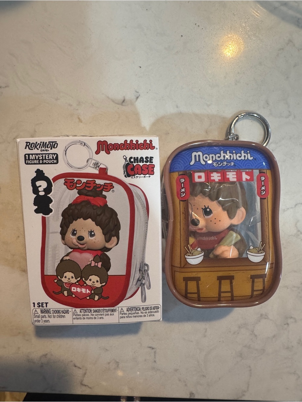 Monchhichi Ramen Shop Chase Case Keychain - Brown & Blue